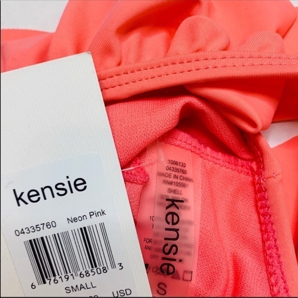 NWT Kenzie Coral Pink ruffle bandeau off the shoulder bikini swimsuit Small S - Picture 5 of 7